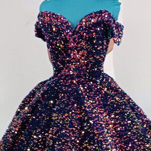 Vestido de lentejuelas azul marino tornasol
